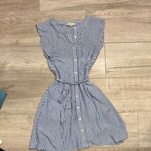 LOFT Navy and White Striped Mini Dress